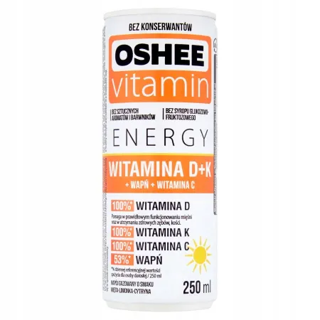 OSHEE Vitamin Energy WITAMINA D+K 250ml ODPORNOŚĆ