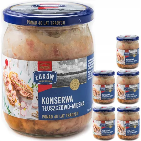 KONSERWA TŁUSZCZOWO-MIĘSNA 465G ŁUKÓW słoik x6