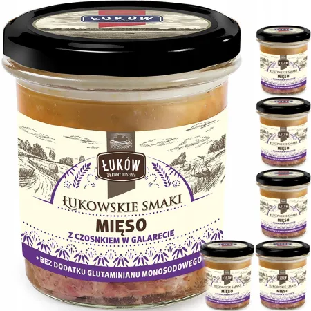 Mięso z czosnkiem w galarecie 300g ŁUKÓW słoik x6