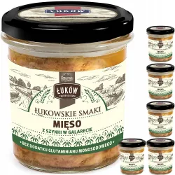 Mięso z szynki w galarecie 300g ŁUKÓW słoik x6