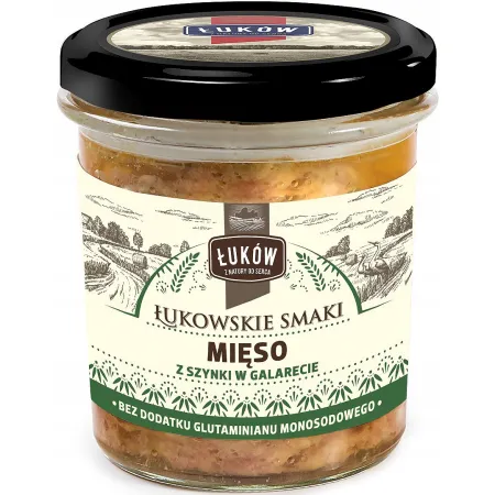 Mięso z szynki w galarecie 300g ŁUKÓW słoik x6