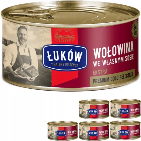 ŁUKÓW Konserwa Wołowina we własnym sosie Ekstra 6x300g zgrzewka