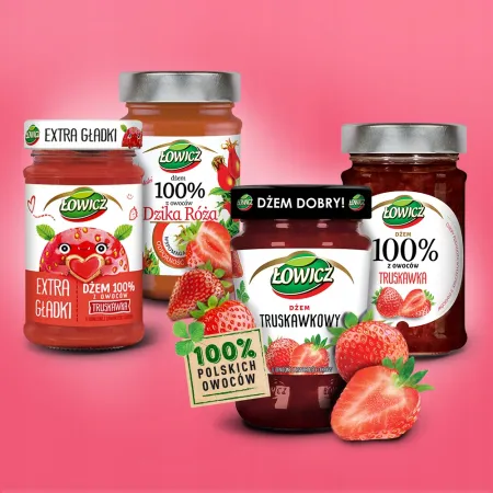 ŁOWICZ Dżem truskawkowy minimum cukrów 280g