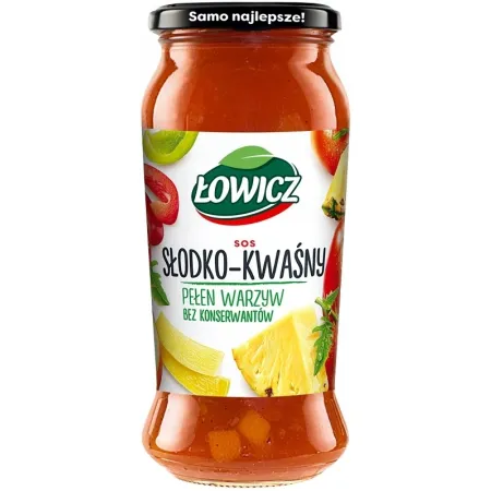 ŁOWICZ Sos słodko-kwaśny z kawałkami ananasa 500g