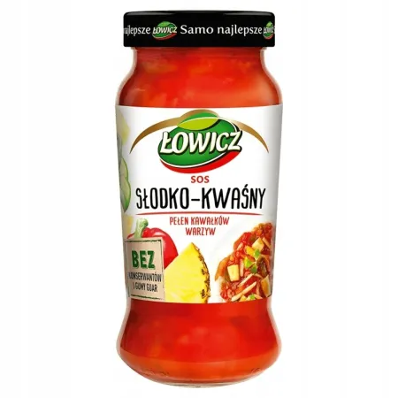 ŁOWICZ Sos słodko-kwaśny z kawałkami ananasa 500g