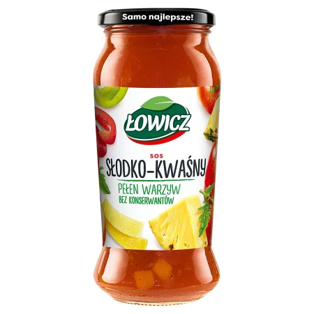ŁOWICZ Sos słodko-kwaśny z kawałkami ananasa 500g