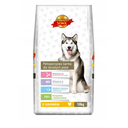 MK ANIMALS KARMA PIES DLA PSA Z DROBIEM 10KG sucha karma worek dla psów