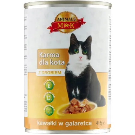 MK ANIMALS Karma dla kota z drobiem 415g kawałki w galaretce puszka