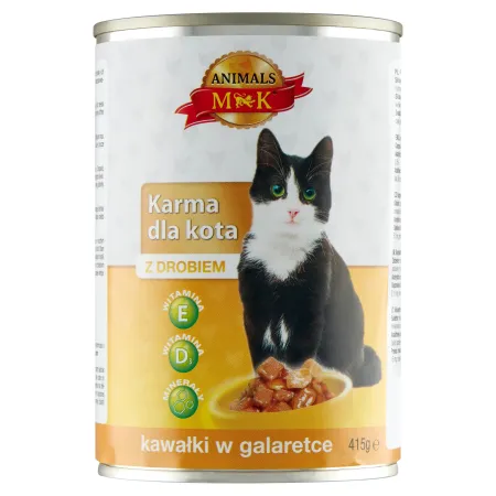 MK ANIMALS Karma dla kota z drobiem 415g kawałki w galaretce puszka