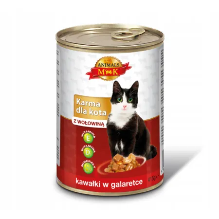 MK ANIMALS Karma dla kota z wołowina 415g kawałki w galaretce puszka