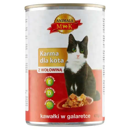 MK ANIMALS Karma dla kota z wołowina 415g kawałki w galaretce puszka