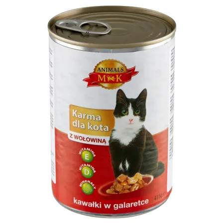 MK ANIMALS Karma dla kota z wołowina 415g kawałki w galaretce puszka