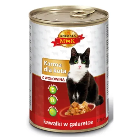 MK ANIMALS Karma dla kota z wołowina 415g kawałki w galaretce puszka