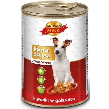 MK ANIMALS Karma dla psa z wołowiną 415g kawałki w galaretce puszka pies