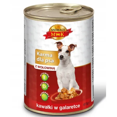 MK ANIMALS Karma dla psa z wołowiną 415g kawałki w galaretce puszka pies