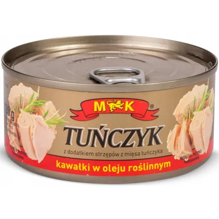 MK TUŃCZYK KAWAŁKI W OLEJU ROŚLINNYM 170g PUSZKA z dodatkiem strzępów mięsa