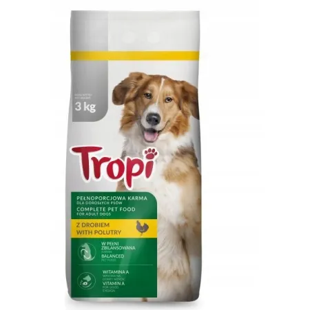 TROPI 3kg drób PIES SUCHA KARMA z drobiem dla psa kurczak