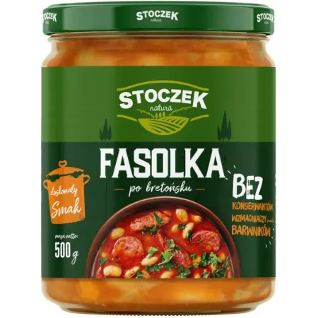 STOCZEK FASOLKA PO BRETOŃSKU z kiełbasą i boczkiem 500g gotowe danie słoik