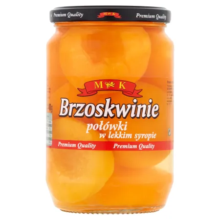 MK BRZOSKWINIE POŁÓWKI W LEKKIM SYROPIE 680 g słoik