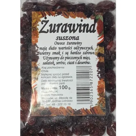 ELMAR Żurawina suszona 100g