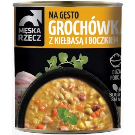MĘSKA RZECZ GROCHÓWKA Z KIEŁBASĄ I BOCZKIEM danie gotowe 830g duża porcja