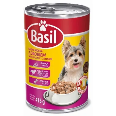 BASIL Karma mokra dla psa z drobiem 415g puszka