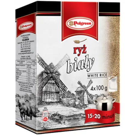 POLGREEN RYŻ BIAŁY KARTON 4x100g 400g