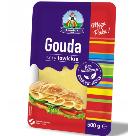 ŁOWICZ Ser GOUDA łowicki plastry 500g 0,5g