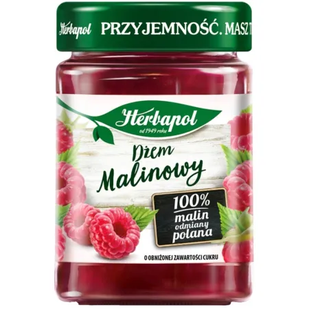 HERBAPOL Dżem malinowy pasteryzowany niskocukrowy 280G