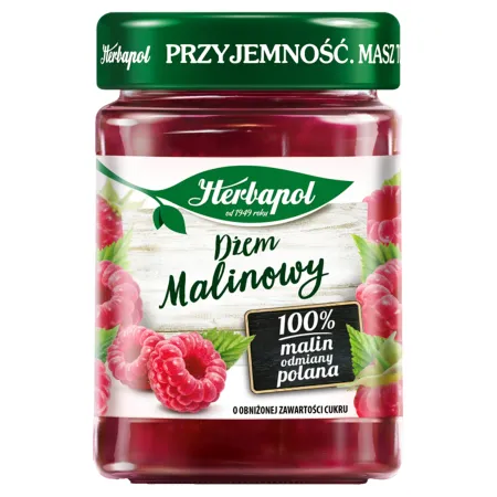 HERBAPOL Dżem malinowy pasteryzowany niskocukrowy 280G
