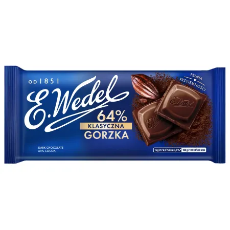 WEDEL Czekolada gorzka 64% klasyczna GORZKA 90 g