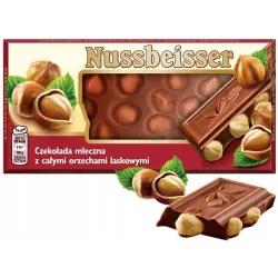 NUSSBEISSER Czekolada mleczna z całymi orzechami laskowymi 100g
