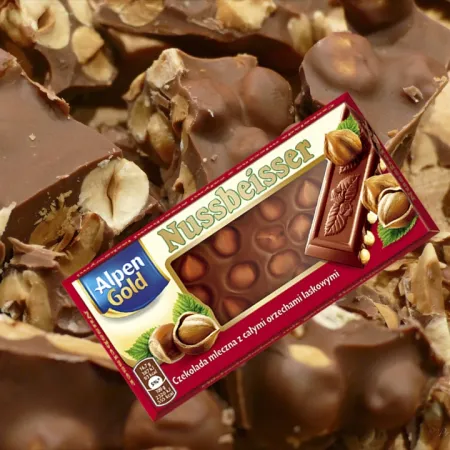 NUSSBEISSER Czekolada mleczna z całymi orzechami laskowymi 100g