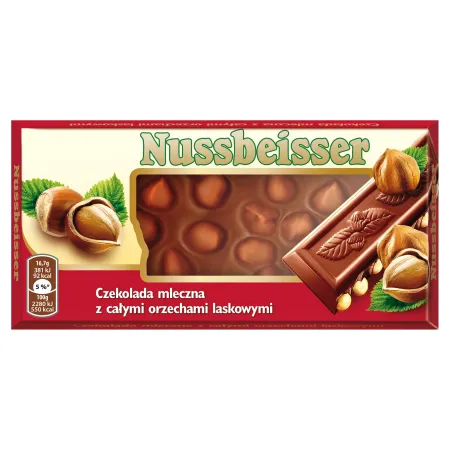 NUSSBEISSER Czekolada mleczna z całymi orzechami laskowymi 100g