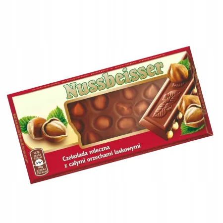 NUSSBEISSER Czekolada mleczna z całymi orzechami laskowymi 100g