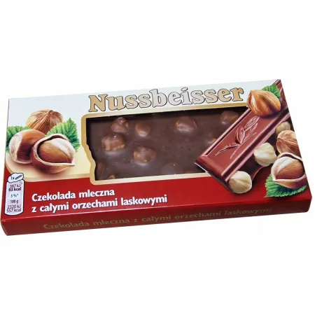 NUSSBEISSER Czekolada mleczna z całymi orzechami laskowymi 100g