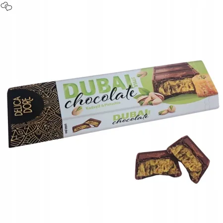 DUBAJSKA CZEKOLADA z pistacjami i kadayif DelicaDore DUBAI CHOCOLATE 70g