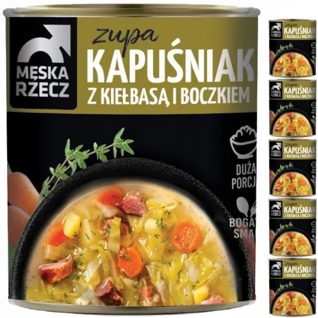 MĘSKA RZECZ ZUPA KAPUŚNIAK Z KIEŁBASĄ I BOCZKIEM porcja 6x830g zgrzewka