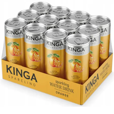 KINGA Sparclino Water Woda Owocowa POMARAŃCZA 250ml puszka 1x12szt zgrzewka