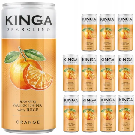 KINGA Sparclino Water Woda Owocowa POMARAŃCZA 250ml puszka 1x12szt zgrzewka
