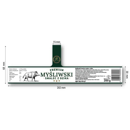AGRO-TOP SMALEC MYŚLIWSKI Z DZIKA PREMIUM słoik 200g