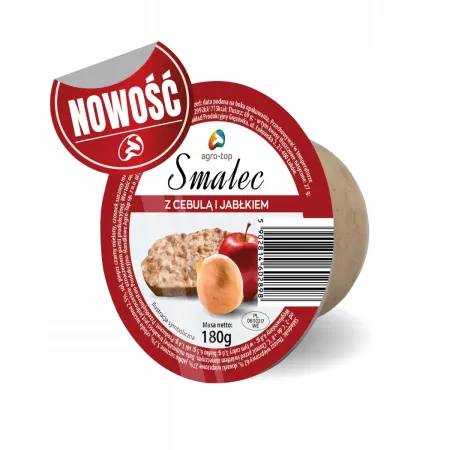 AGRO-TOP SMALEC SMAKOWY wieprzowy Z JABŁKIEM I ŚLIWKĄ 180g kubek