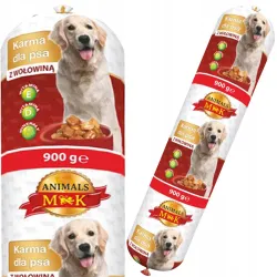 MK ANIMALS Karma dla psów z wołowiną, baton 900g 0,9kg kiełbasa