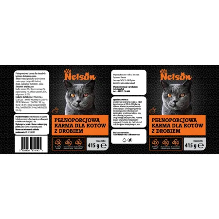 NELSON Karma dla kota z drobiem 415g puszka kot DRÓB