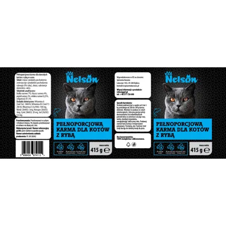 NELSON Karma mokra z rybą 415g puszka kot RYBA