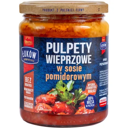 ŁUKÓW PULPETY wieprzowe w sosie pomidorowym 475g słoik