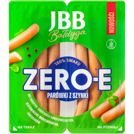 JBB ZERO PARÓWKI Z SZYNKI ZERO-E bez konserwantów 190g