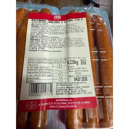 JBB KIEŁBASKI Z SZYNKI SKOLIMKI skolim 220g