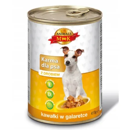 MK Animals Karma dla psa z DROBIEM kawałki w sosie puszka 415g