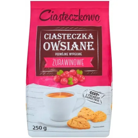 SANTE CIASTECZKOWO Ciasteczka owsiane ŻURAWINOWE podwójnie wypiekane 250g